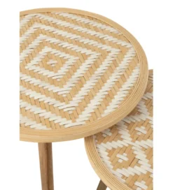 Stolik kawowy ZIGZAK set 3 rattan*J-Line Best