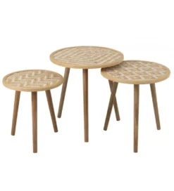 Stolik kawowy ZIGZAK set 3 rattan*J-Line Best