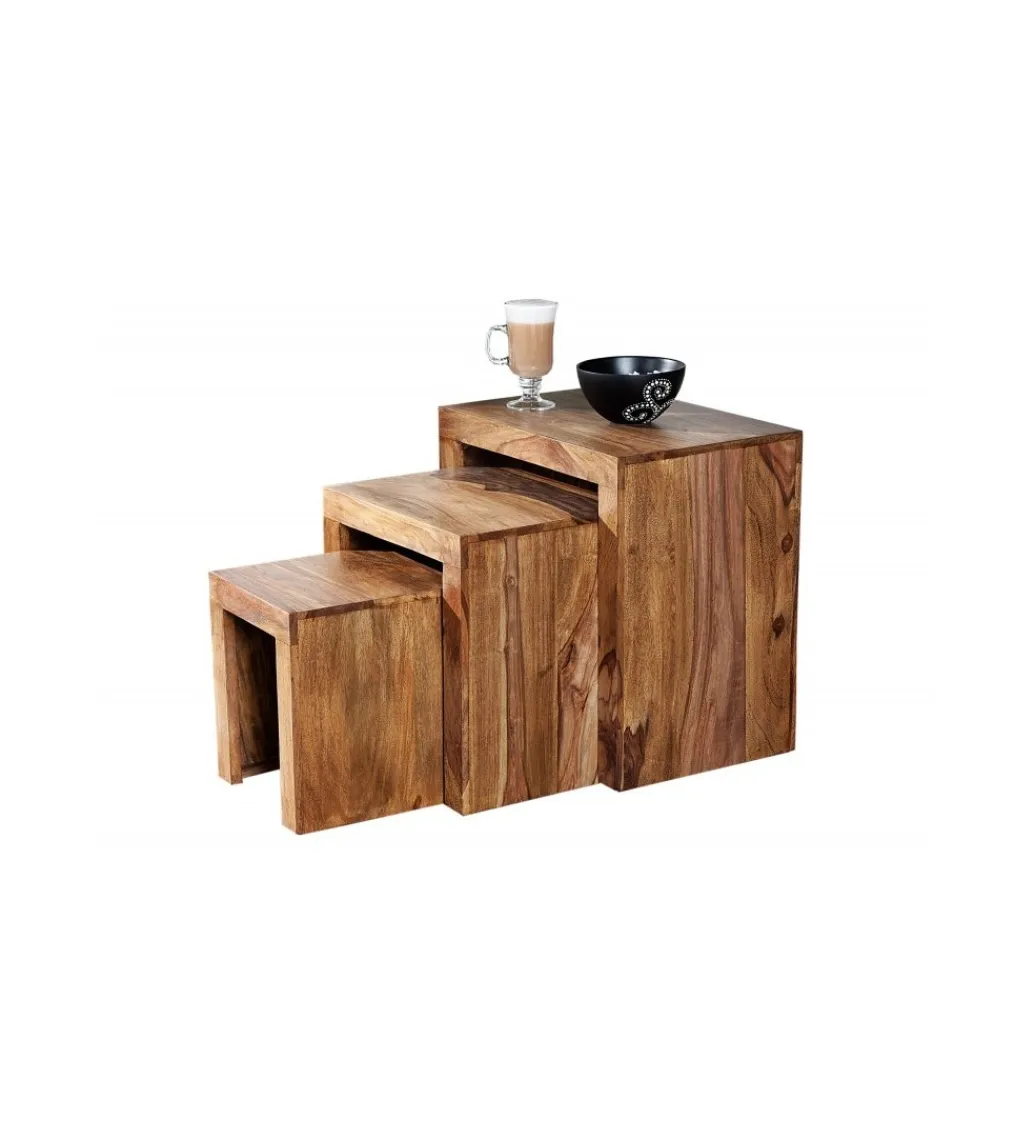 Stolik MADEIRA SET 3 drewno Sheesham*Invicta Interior Best