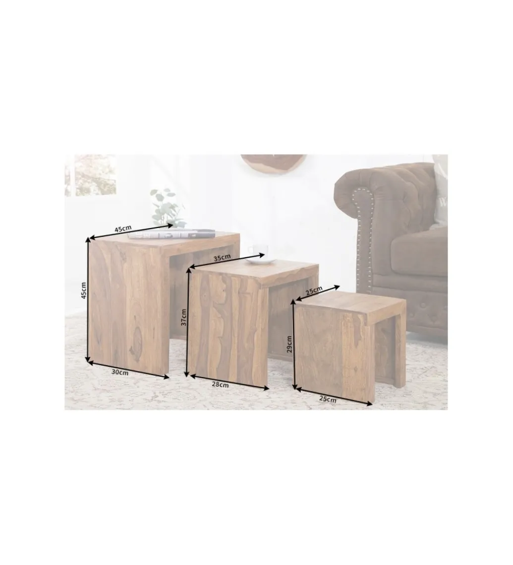 Stolik MADEIRA SET 3 drewno Sheesham*Invicta Interior Best