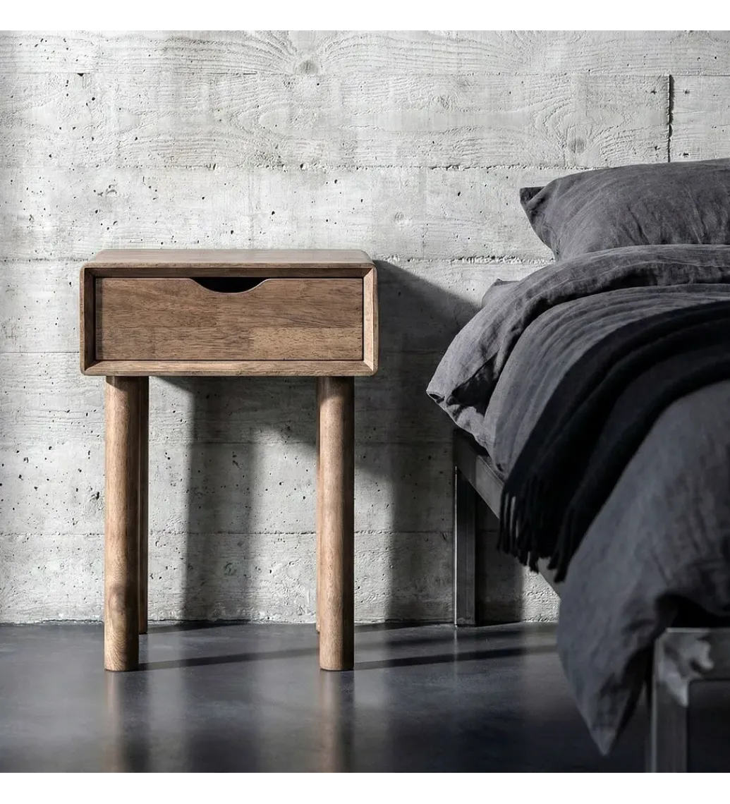 Stolik nocny AMY 55 cm drewno kauczuk*Zona-Design Clearance