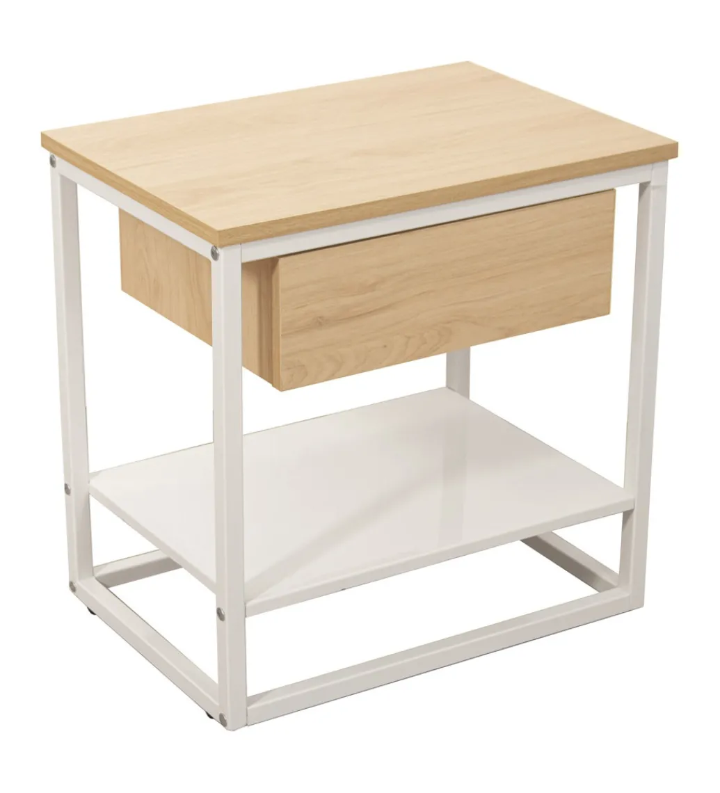 Stolik nocny PRETRUSIA 50 cm naturalny biały*Exclusivas Discount
