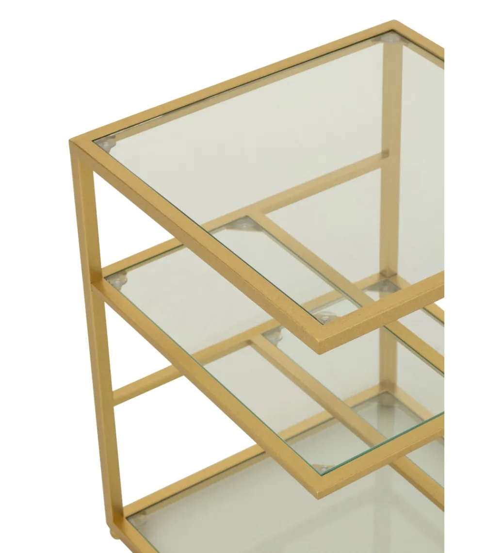 Stolik nocny RACKYN 40 cm szklana złota*J-Line Online