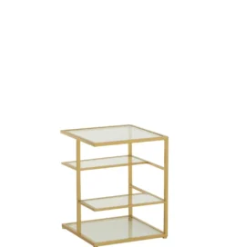 Stolik nocny RACKYN 40 cm szklana złota*J-Line Online