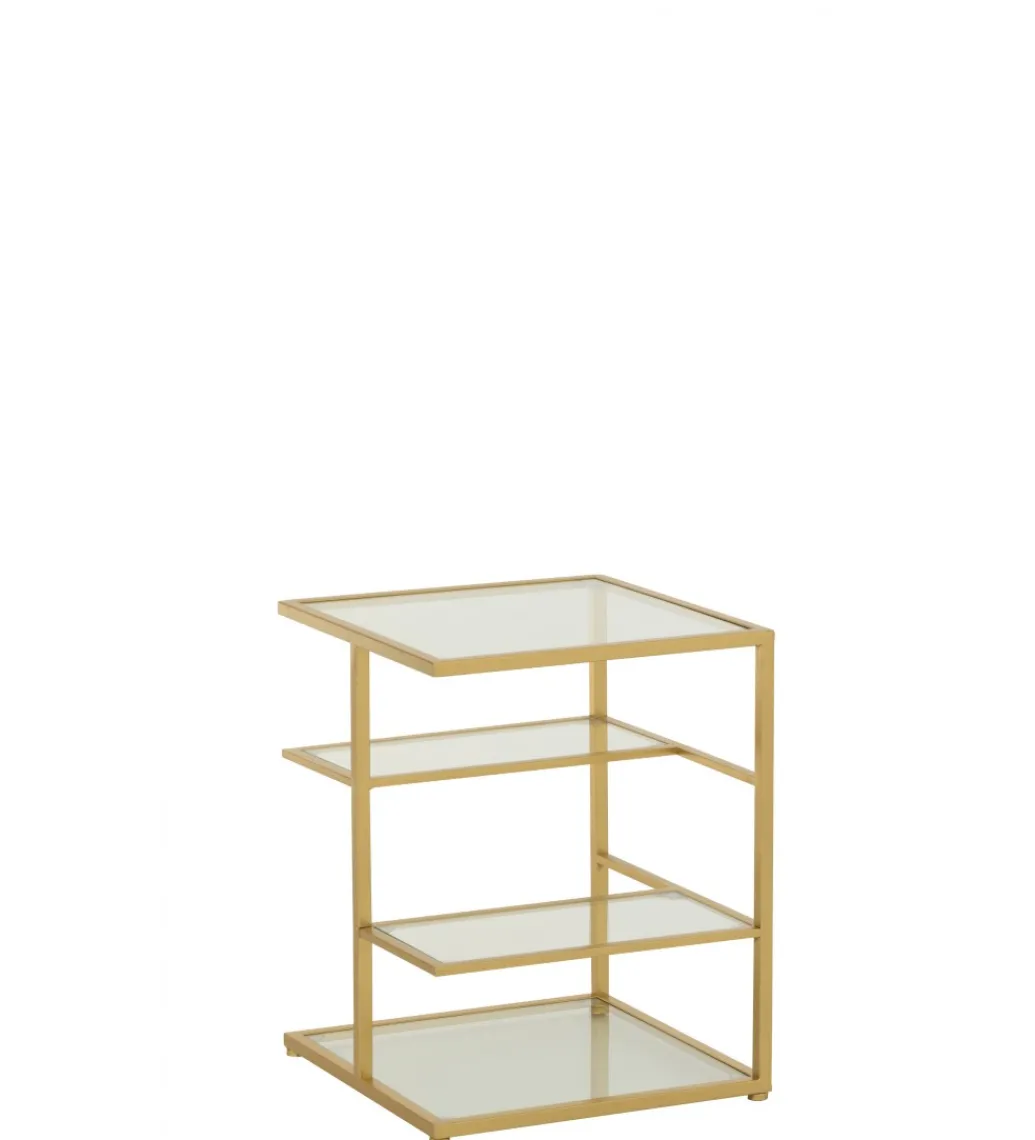 Stolik nocny RACKYN 40 cm szklana złota*J-Line Online