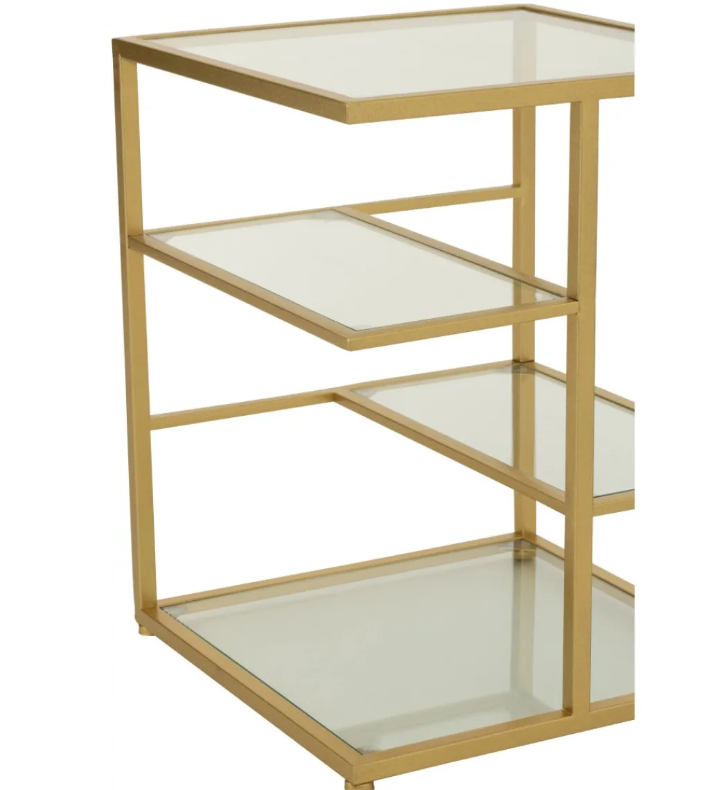 Stolik nocny RACKYN 40 cm szklana złota*J-Line Online