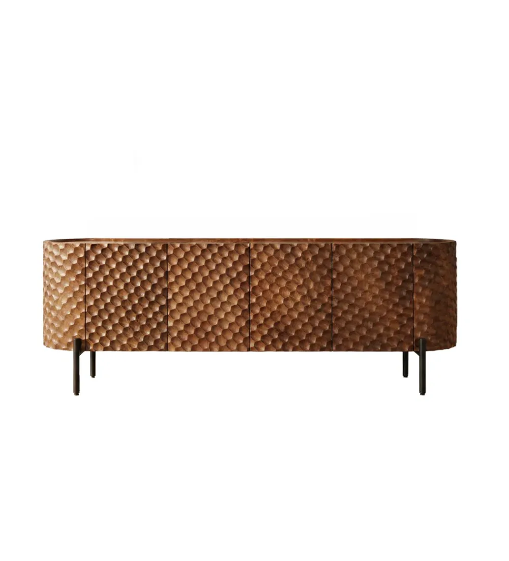 Stolik pod TV ADLON 160 cm drewno mango wzór 3D*Invicta Interior Discount
