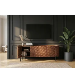 Stolik pod TV ADLON 160 cm drewno mango wzór 3D*Invicta Interior Discount