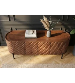 Stolik pod TV ADLON 160 cm drewno mango wzór 3D*Invicta Interior Discount