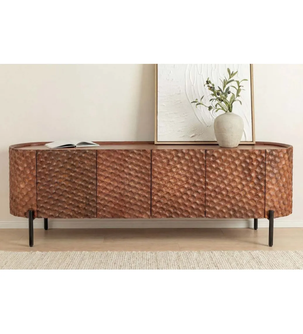 Stolik pod TV ADLON 160 cm drewno mango wzór 3D*Invicta Interior Discount