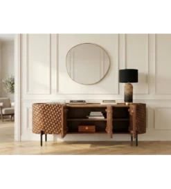 Stolik pod TV ADLON 160 cm drewno mango wzór 3D*Invicta Interior Discount