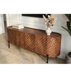 Stolik pod TV ADLON 160 cm drewno mango wzór 3D*Invicta Interior Discount