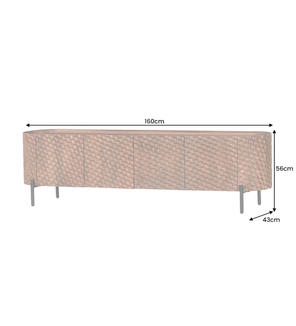 Stolik pod TV ADLON 160 cm drewno mango wzór 3D*Invicta Interior Discount