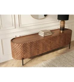 Stolik pod TV ADLON 200 cm drewno mango wzór 3D*Invicta Interior