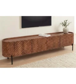 Stolik pod TV ADLON 200 cm drewno mango wzór 3D*Invicta Interior