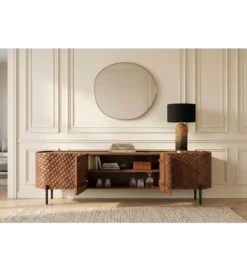 Stolik pod TV ADLON 200 cm drewno mango wzór 3D*Invicta Interior