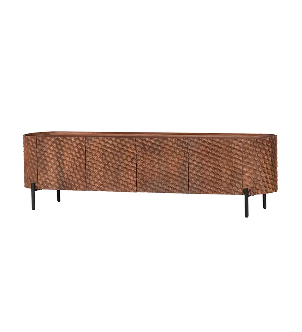 Stolik pod TV ADLON 200 cm drewno mango wzór 3D*Invicta Interior
