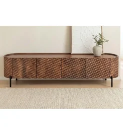 Stolik pod TV ADLON 200 cm drewno mango wzór 3D*Invicta Interior