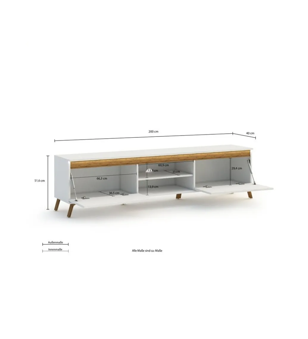Stolik pod TV ALADYN 200 cm biały*MCA Linia Włoska Clearance