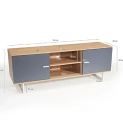 Stolik pod TV ALWIN 150 cm w optyce dębu szara*WOHNLING, GERMANY Discount