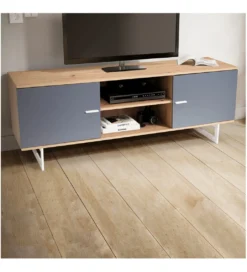 Stolik pod TV ALWIN 150 cm w optyce dębu szara*WOHNLING, GERMANY Discount
