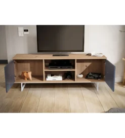 Stolik pod TV ALWIN 150 cm w optyce dębu szara*WOHNLING, GERMANY Discount