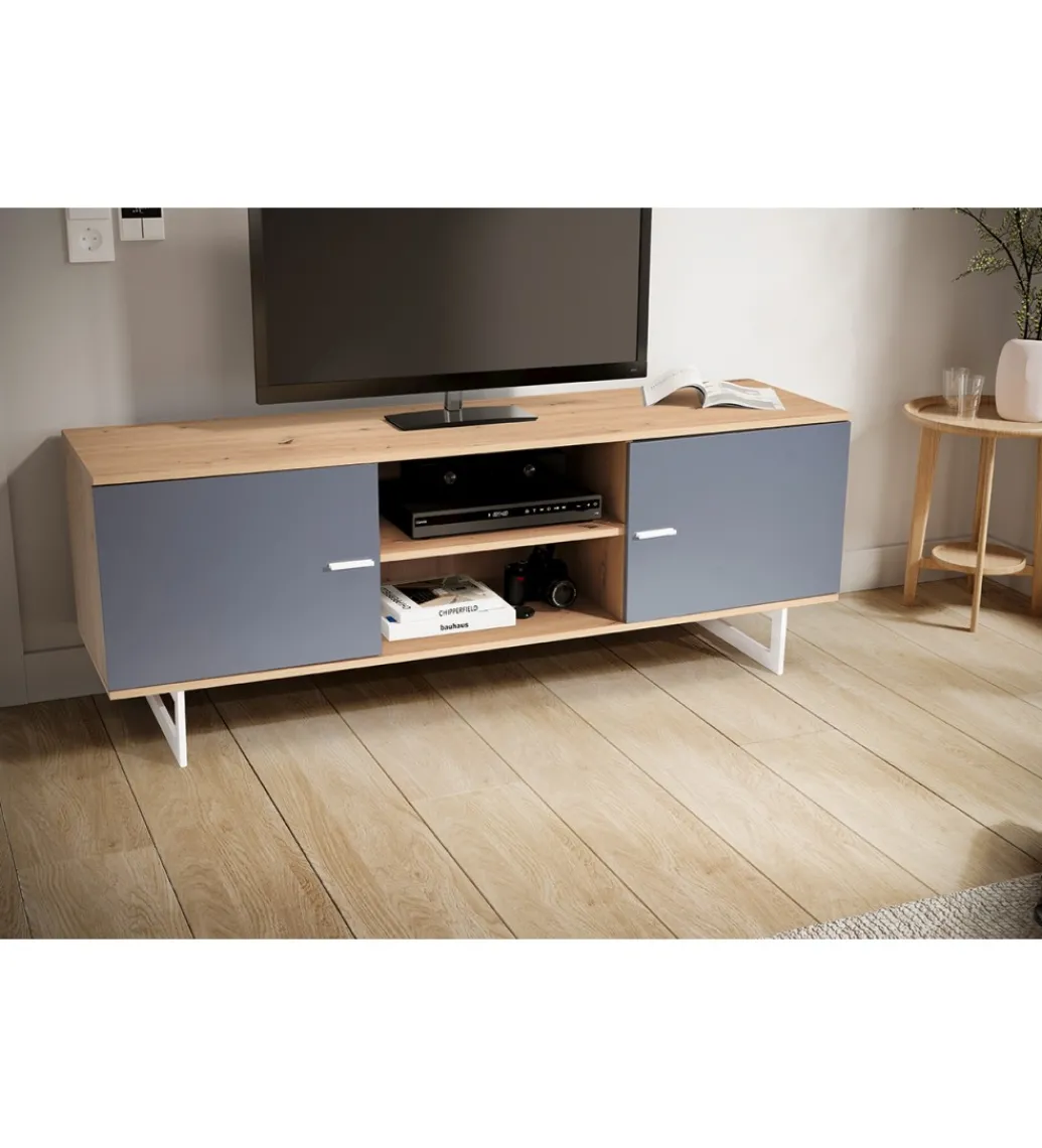 Stolik pod TV ALWIN 150 cm w optyce dębu szara*WOHNLING, GERMANY Discount
