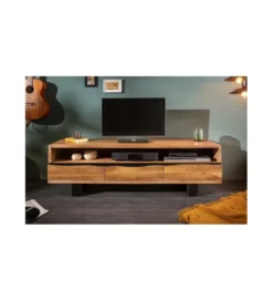 Stolik pod TV ARKTYKA Mammut 160 cm drewno akacja honey*Invicta Interior - przedsprzedaż Outlet