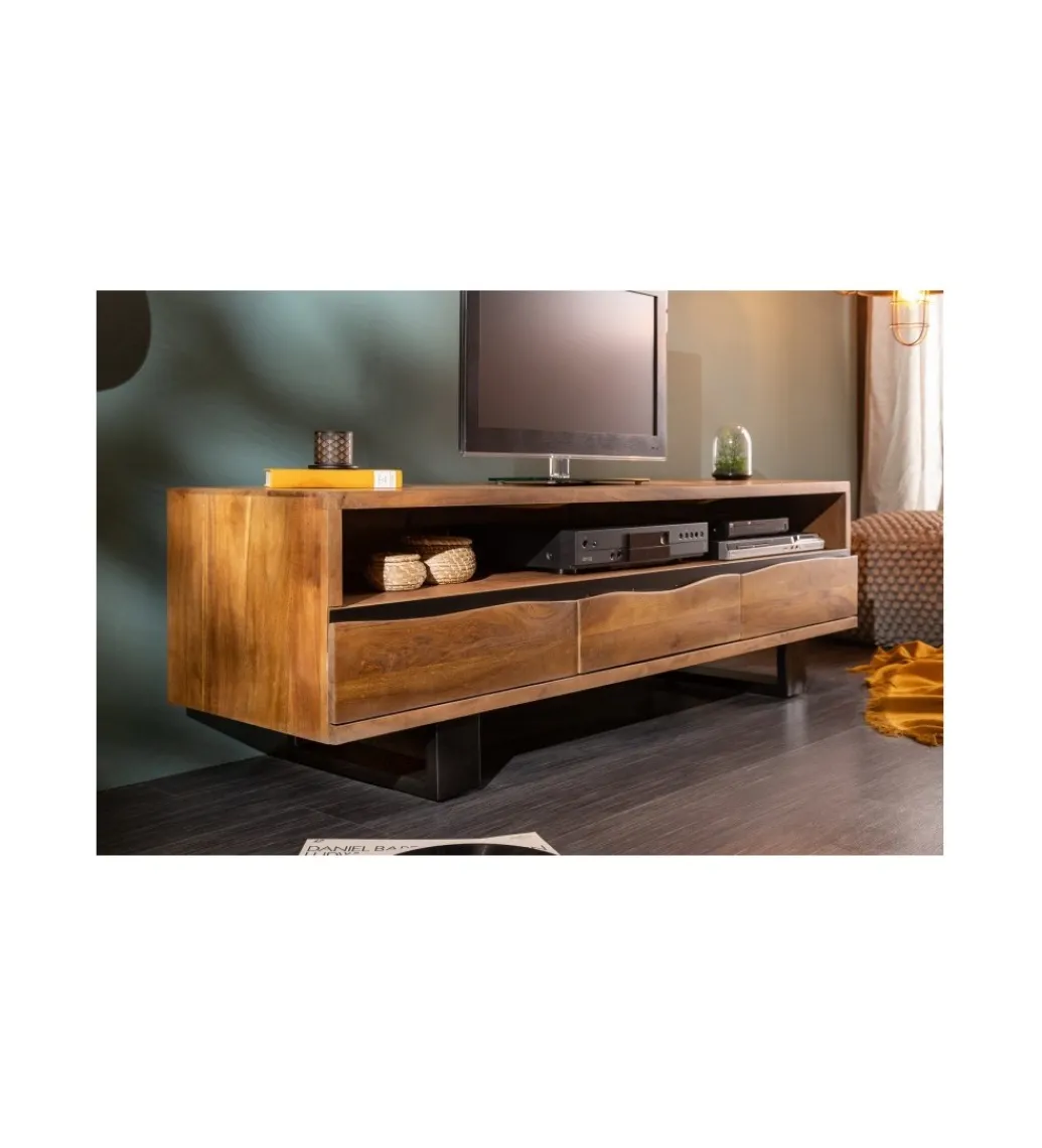 Stolik pod TV ARKTYKA Mammut 160 cm drewno akacja honey*Invicta Interior - przedsprzedaż Outlet