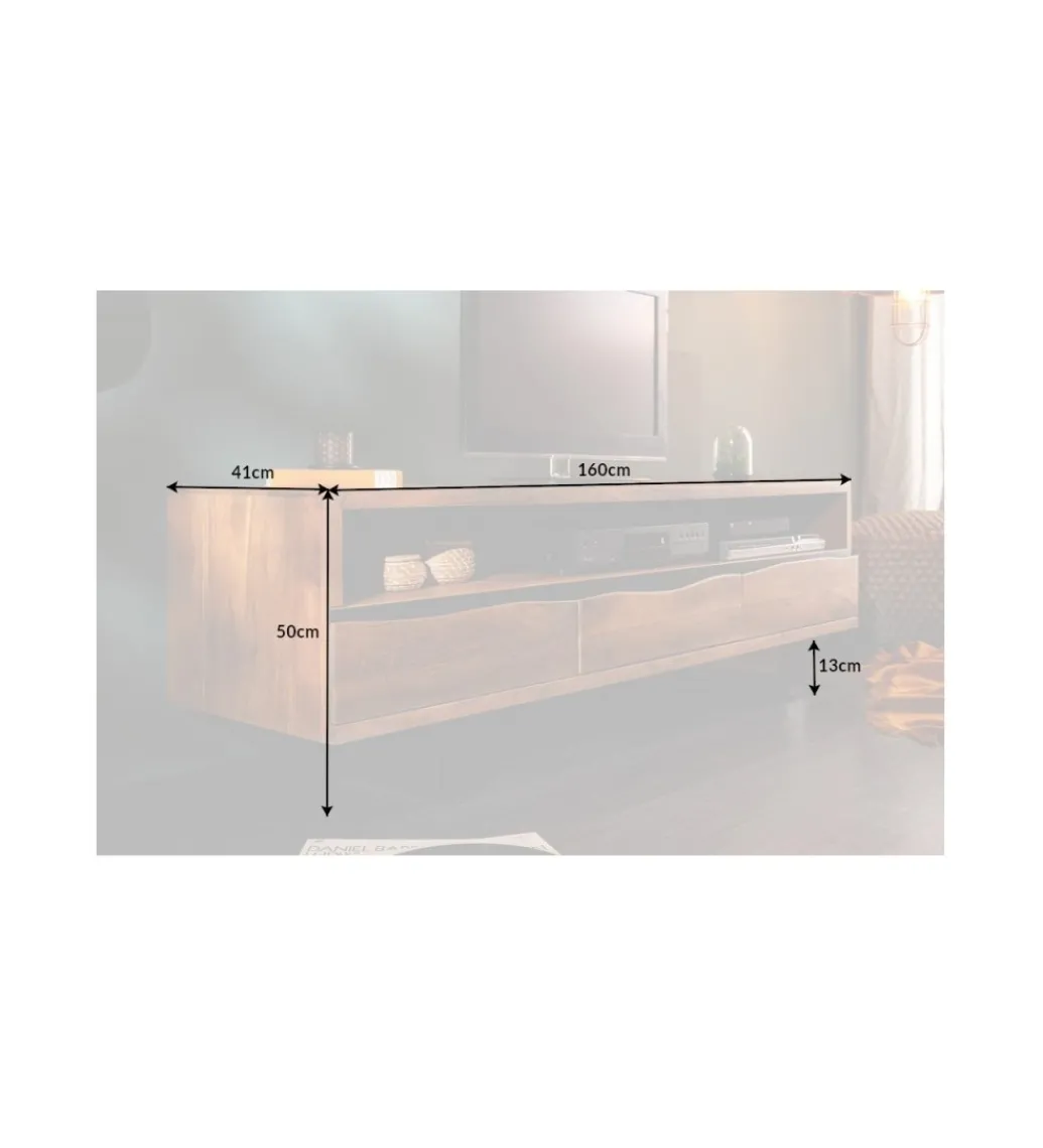 Stolik pod TV ARKTYKA Mammut 160 cm drewno akacja honey*Invicta Interior - przedsprzedaż Outlet