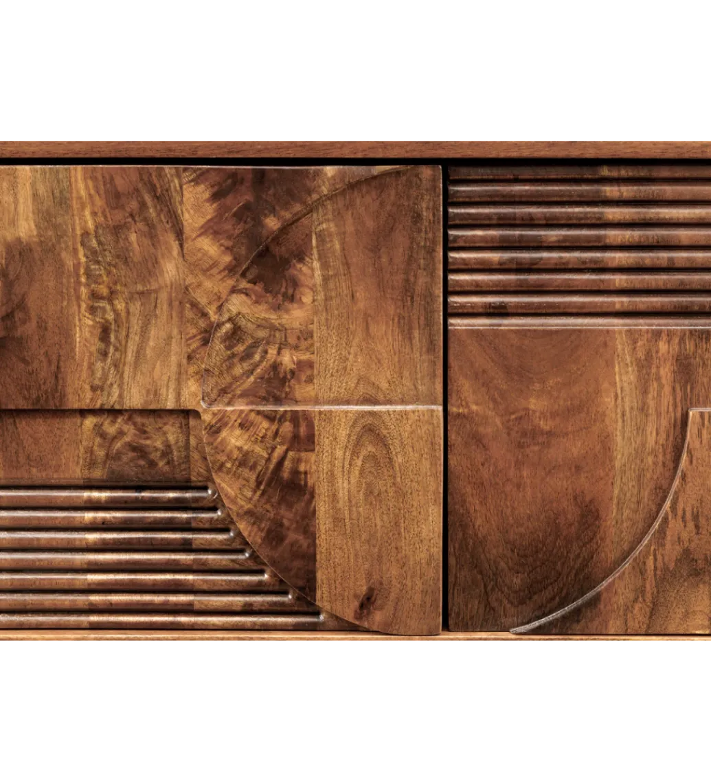 Stolik pod TV ART DECO 200 cm drewno mango brązowy*Invicta Interior - przedsprzedaż Clearance