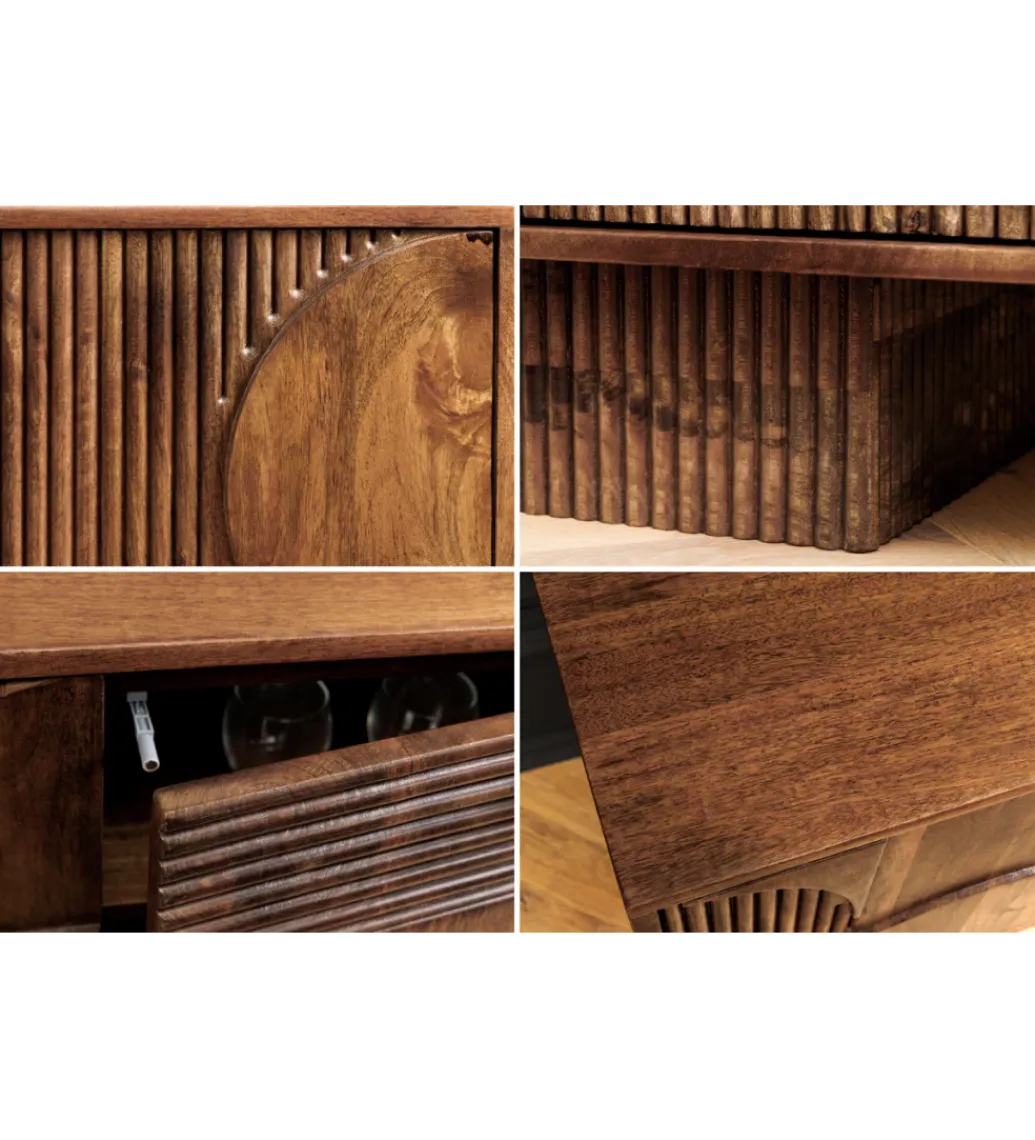 Stolik pod TV ART DECO 200 cm drewno mango brązowy*Invicta Interior - przedsprzedaż Clearance
