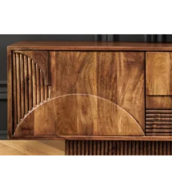 Stolik pod TV ART DECO 200 cm drewno mango brązowy*Invicta Interior - przedsprzedaż Clearance