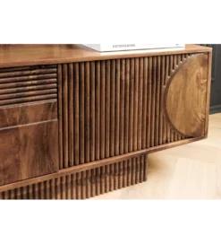 Stolik pod TV ART DECO 200 cm drewno mango brązowy*Invicta Interior - przedsprzedaż Clearance