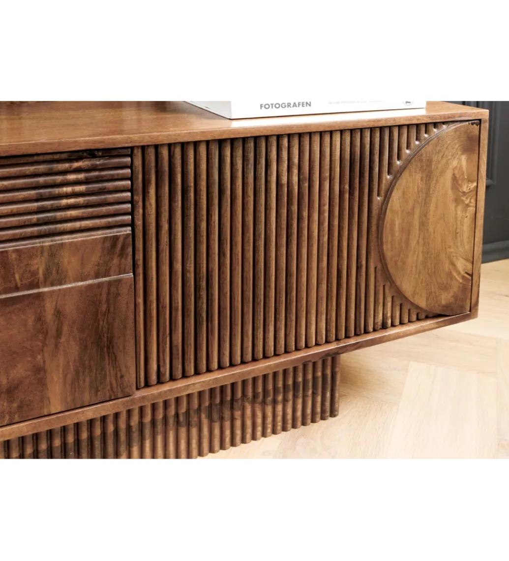 Stolik pod TV ART DECO 200 cm drewno mango brązowy*Invicta Interior - przedsprzedaż Clearance
