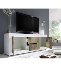 Stolik pod TV BASIC 210 cm biała z dodatkiem koloru klon Pero*MCA Linia Włoska Hot