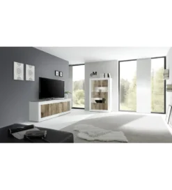Stolik Pod TV BASIC 140 Cm Biały z dodatkiem koloru klon pero*MCA Linia Włoska Outlet