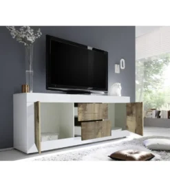 Stolik pod TV BASIC 210 cm czarna z dodatkiem koloru klon Pero*MCA Linia Włoska Hot