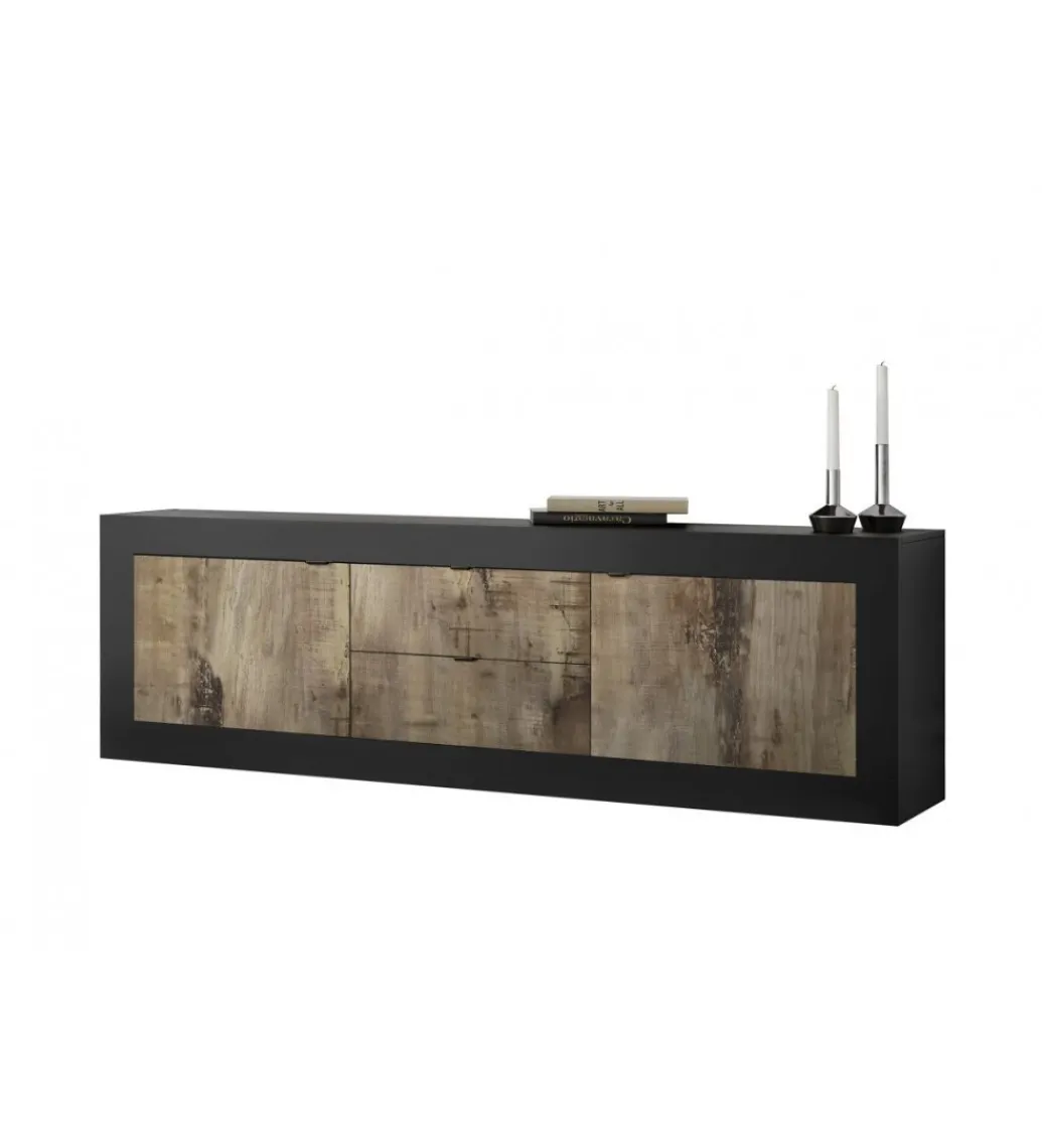 Stolik pod TV BASIC 210 cm czarna z dodatkiem koloru klon Pero*MCA Linia Włoska Hot