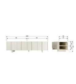 Stolik pod TV BASU 200 cm drewno sosny dust*WOOOD Sale