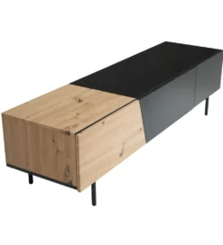 Stolik pod TV BONNA 150 cm czarna z optyką dębu*WOHNLING, GERMANY Best