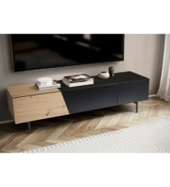 Stolik pod TV BONNA 150 cm czarna z optyką dębu*WOHNLING, GERMANY Best