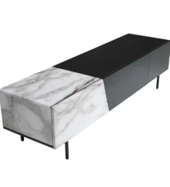 Stolik pod TV BONNA 150 cm czarna z optyką białego marmuru*WOHNLING, GERMANY Online