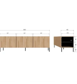 Stolik pod TV BONO 180 cm drewno jesion naturalny*WOOOD New