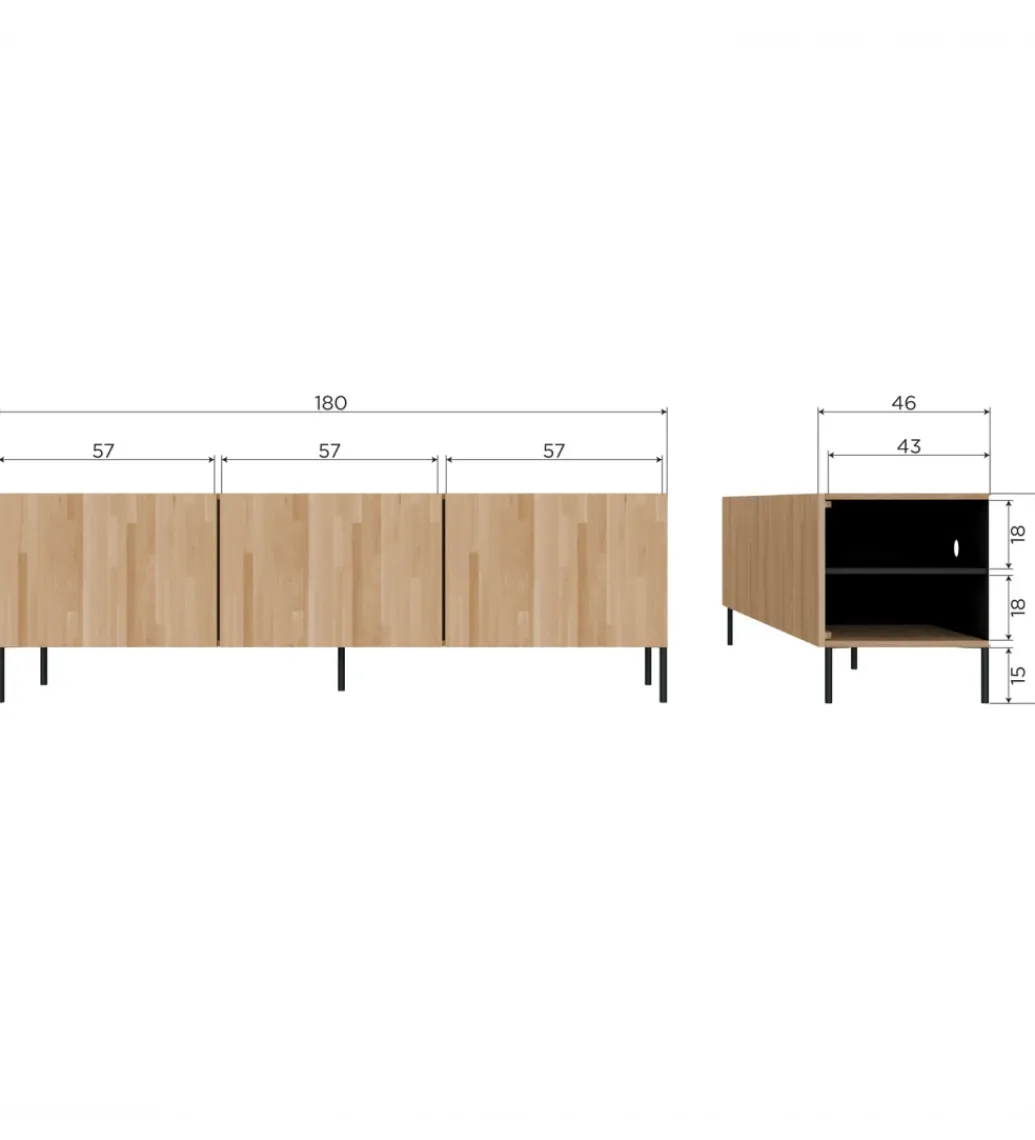 Stolik pod TV BONO 180 cm drewno jesion naturalny*WOOOD New