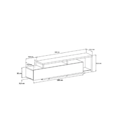 Stolik pod TV BOTA 219 cm dąb Ribbec*Helvetia Discount