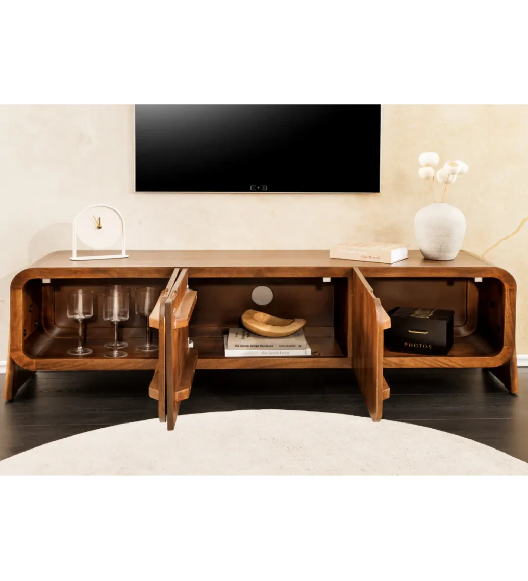 Stolik pod TV BRASIL 160 cm drewno mango brązowy*Invicta Interior
