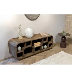 Stolik pod TV BRIX MORGAN 130 cm drewno mango naturalna*LF-Design Outlet