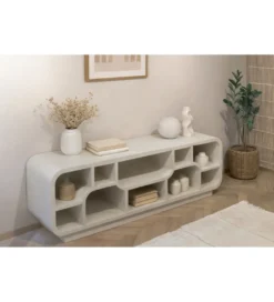 Stolik pod TV BRIX MORGAN 130 cm drewno mango biała*LF-Design Outlet