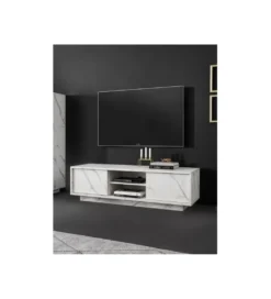 Stolik pod TV CARRARA 139 cm w optyce białego marmuru*MCA Linia Włoska Clearance